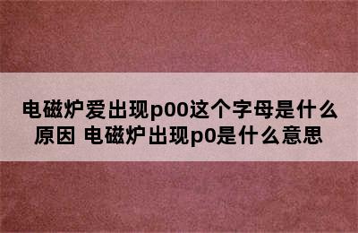 电磁炉爱出现p00这个字母是什么原因 电磁炉出现p0是什么意思